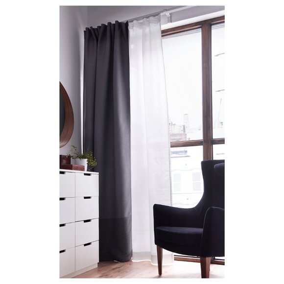 IKEA MARJUN Room Darkening Curtains 57x98" 1 Pair (2 Panels) Gray 702.984.22 - Picture 5 of 5